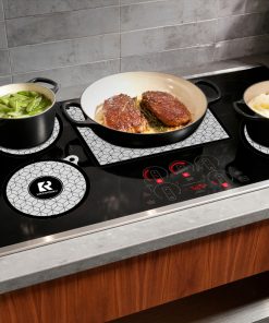 Alternative view of 5 Pcs Silicone Induction Cooktop Protector Cover Mat - (Magnetic) Induction Stove Protector, Multifunctional Silicone Mats - Pattern 1